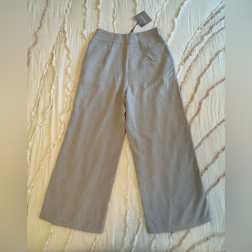 🆕 NWT MISSGUIDED Wide Leg Side-Zip Cropped Trouser • Gray • XS - Picture 5 of 16